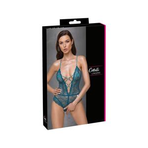 Cottelli - čipkované otvorené body so šnurovaním (zelené)