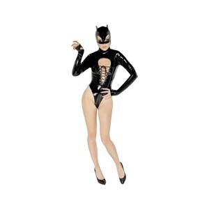 Čierny Zamat - dlhý rukáv Batwoman body (čierny)