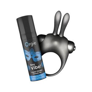 Orgie Bunny - vibračný erekčný krúžok set (čierny)