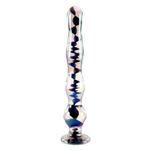 Playboy Jewels - vlnitý sklenený dildó (priehľadný)