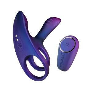 Hueman - vibračný krúžok na penis a semenníky (fialový)