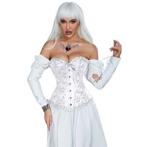 12 Pieces Soft Steel Bones White Sexy Jacquard Palace Style Corset M