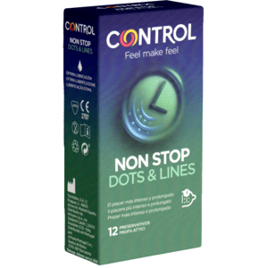 Control Single: Non Stop, 12 long love condoms with ribs and dots