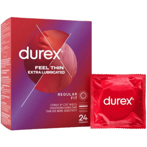 Durex Feel Thin Extra Lubricated – tenké kondómy (24ks)