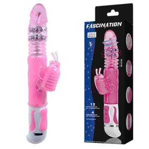 Rotačný vibrátor Fascination s králikovým stimulátorom, ružový