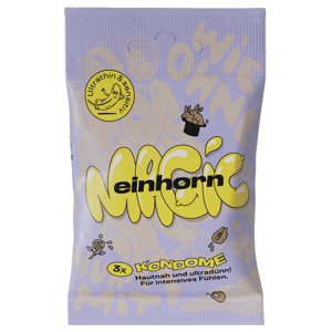 Einhorn Condoms: MAGIC, 3 thin vegan condoms in the chips bag