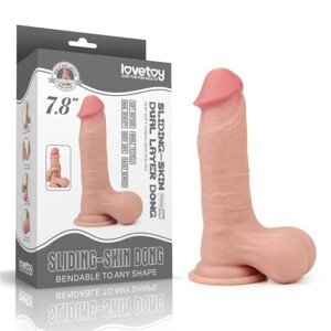 7.8'' Sliding Skin Dvojvrstvové Dildo - Celá Semenníky