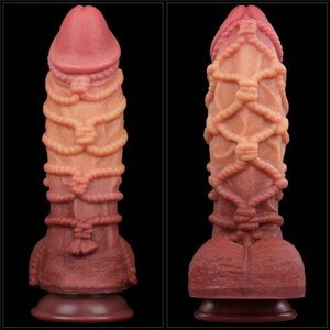 10,5'' Dvojvrstvový silikónový penis s lanovým dekorom