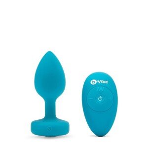b-Vibe Vibrating Jewel análny kolík S/M tyrkysový